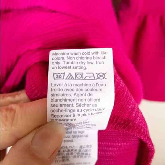 J CREW Button-Back Tiered Bell-Sleeve Knit Top in Bright Berry Women's XS - Picture 6 of 6